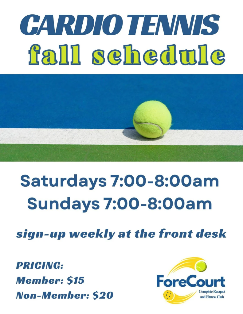 Cardio Tennis Fall Schedule