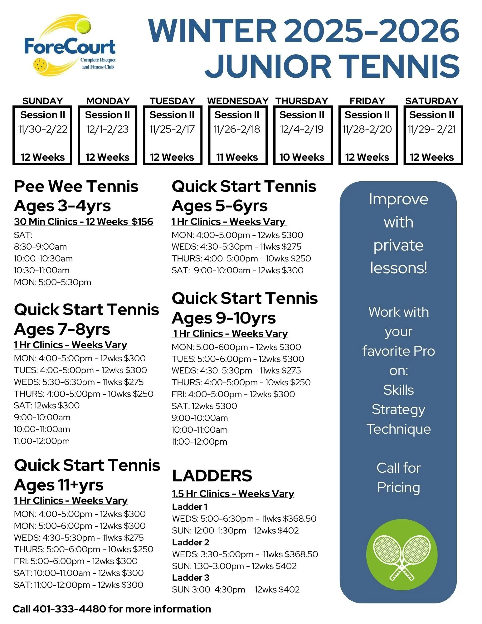 W2025-26 SESSION #2 JUNIOR SCHEDULE